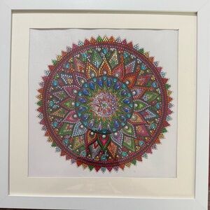 Colorful Mandala Art in White Frame, 12” * 12”